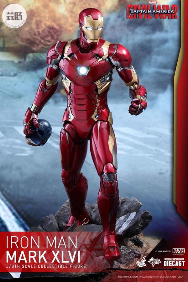 Hottoys 新品 MMS353D16 壓鑄合金《美國隊長3-內(nèi)戰(zhàn)》- 鋼鐵俠MK46